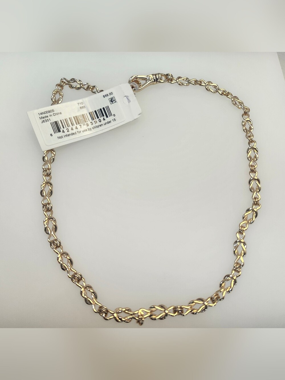 NWT Ralph Lauren Gold Tone Logo Knot Chain Collar Necklace - Picture 3 of 4
